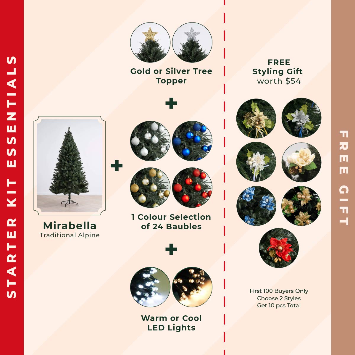 Mirabella Dense & Full Christmas Tree Starter Kit (5ft / 6ft)