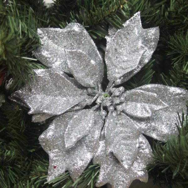 Silver Glittery Poinsettia - Masons Home Decor Singapore