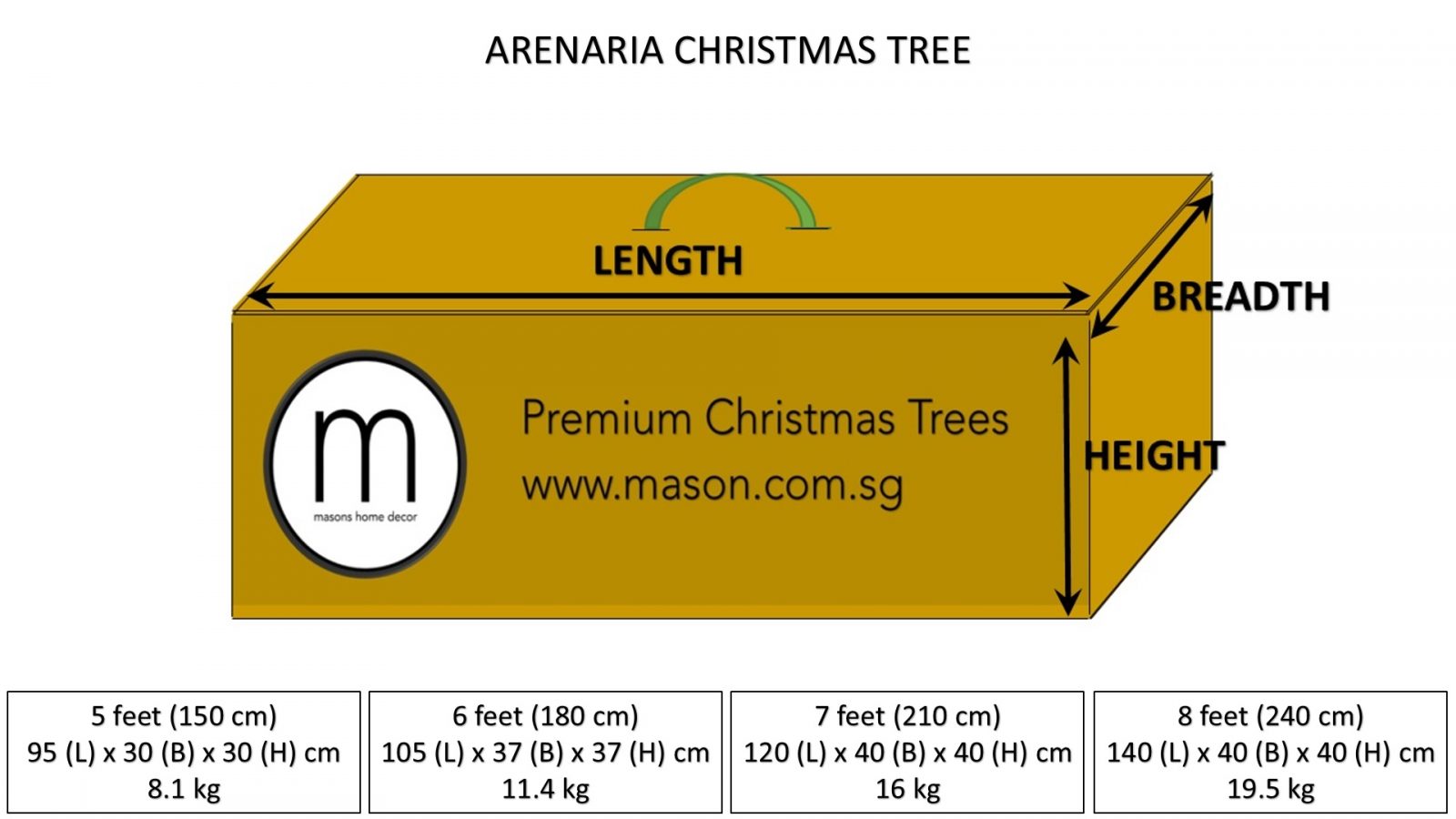 arenaria christmas tree dimensions and weight