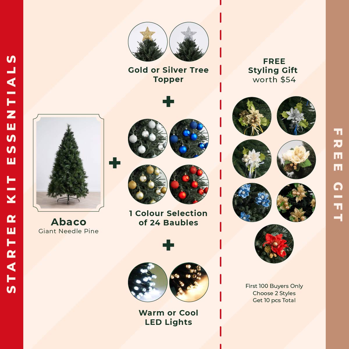 Abaco Giant Needle Pine Christmas Tree Starter Kit (5ft / 6ft)