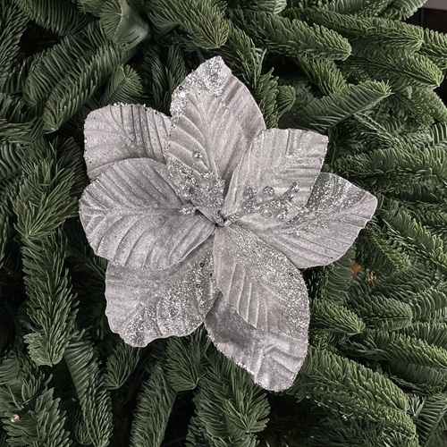 Morty Poinsettia Tree Pick Silver by Masons Home Decor - Christmas Tree Singapore