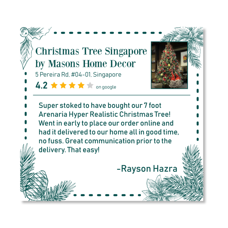 Reviews Christmas Tree Singapore Trees And Ornaments In At Masons Home Decor - Mason Home Decor Christmas Tree Review