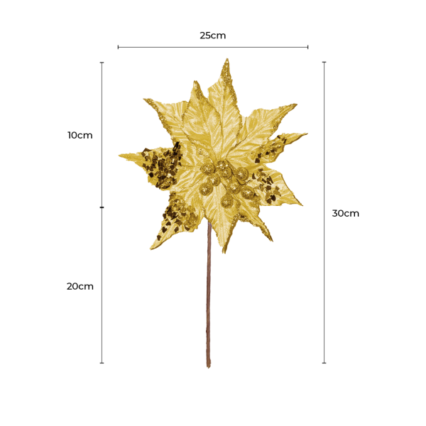 Morty Poinsettia Gold Christmas Ornament Dimensions by Masons Home Decor - Christmas Tree Singapore
