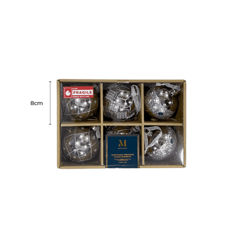 Mirthful Glass Baubles Silver by Masons Home Decor - Christmas Tree Singapore