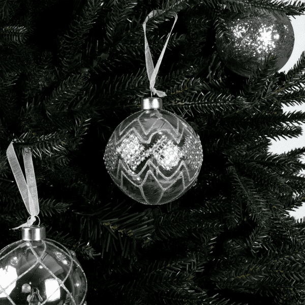 Mirthful Glass Bauble - Silver