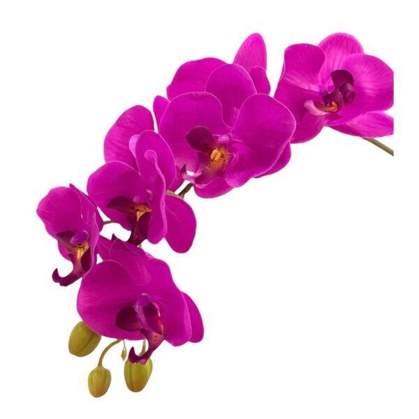 Artificial 10-Stalk Phalaenopsis Orchid Arrangement with Assorted Leaves - Beauty (Purple) - White Pot by masons home decor singapore