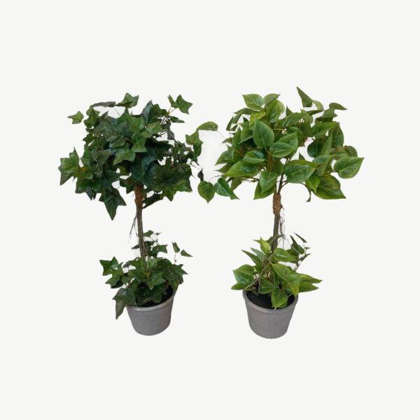 Artificial Mini Ivy Topiary and Artificial Mini Pothos Topiary (Set of 2) - Grey Pot by masons home decor singapore