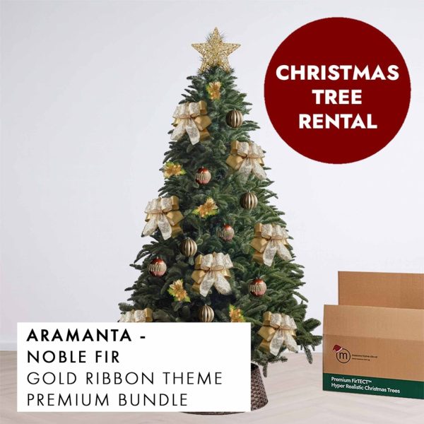 Gold Ribbon Theme Christmas Tree Rental Aramanta by Masons Home Decor - Christmas Tree Singapore