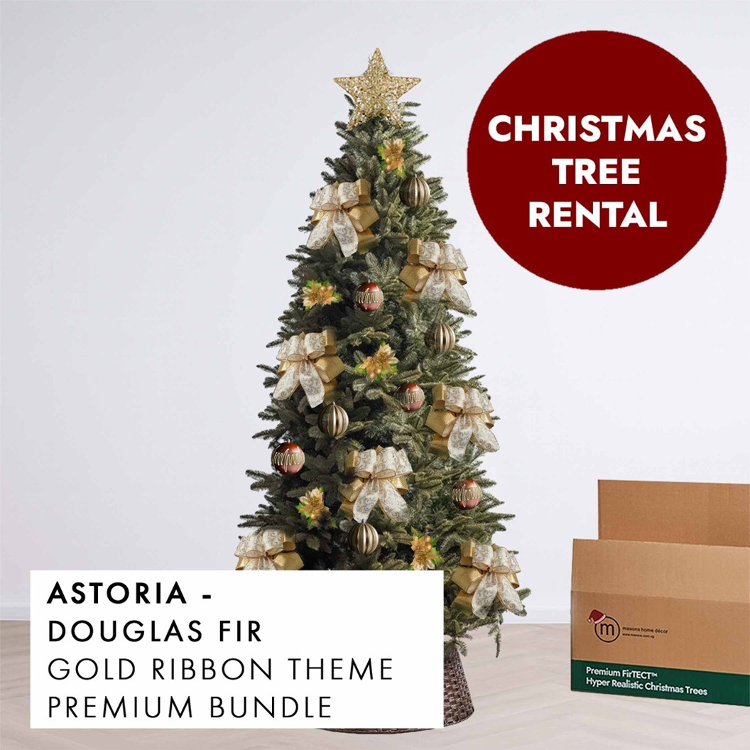 Gold Ribbon Theme Christmas Tree Rental Astoria by Masons Home Decor - Christmas Tree Singapore