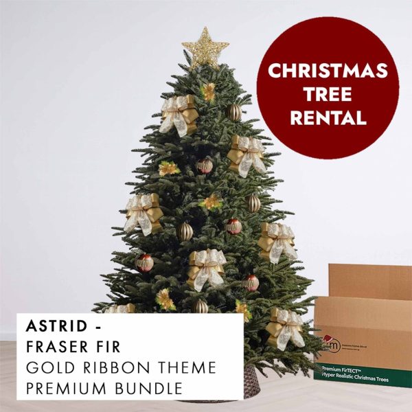 Gold Ribbon Theme Christmas Tree Rental Astrid by Masons Home Decor - Christmas Tree Singapore