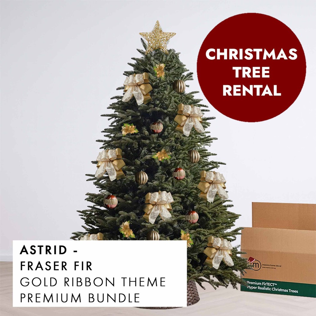 Gold Ribbon Theme Christmas Tree Rental Astrid by Masons Home Decor - Christmas Tree Singapore