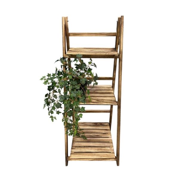 Artificial Frosted Green Ivy Bush (With Wooden Stand) - Black Pot by masons home decor singapore