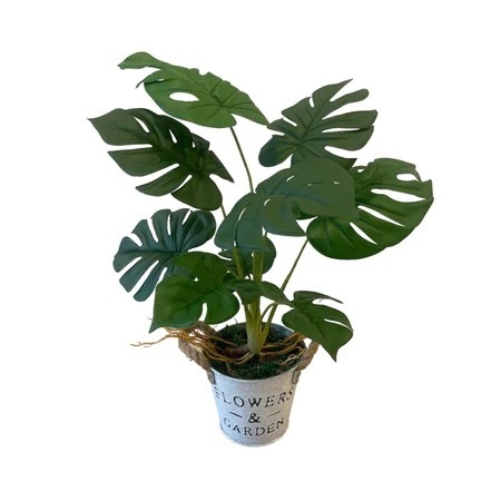 Artificial Potted Monstera - Zinc Pot by masons home decor singapore