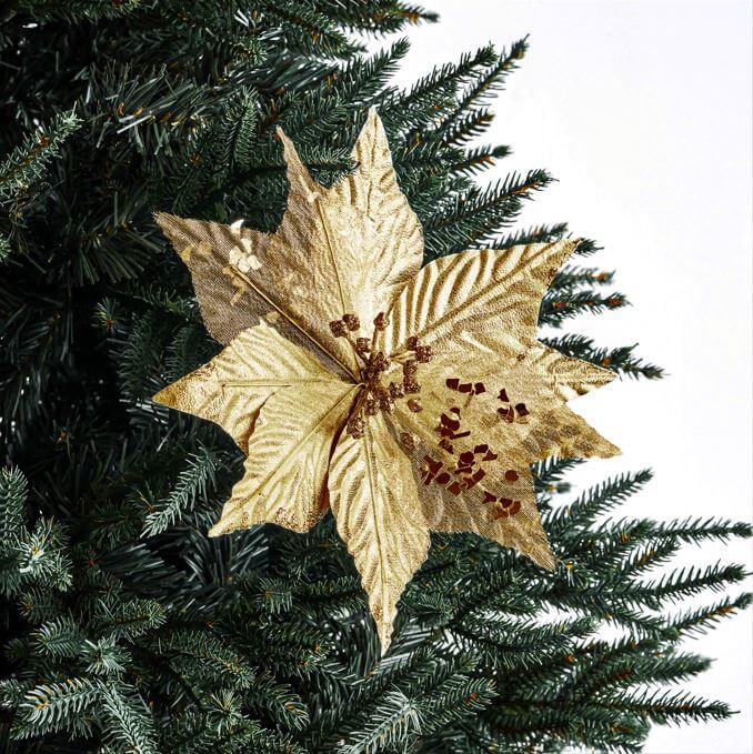 Morty Poinsettia Tree Pick - Gold