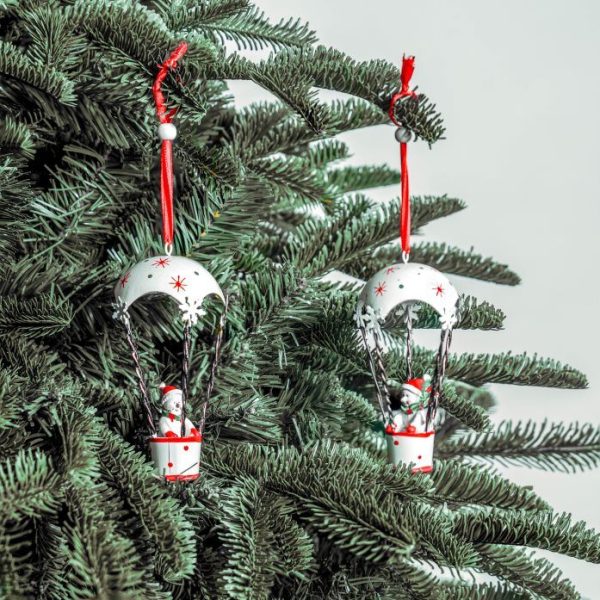 Santa Hot Air Balloon Bauble - White