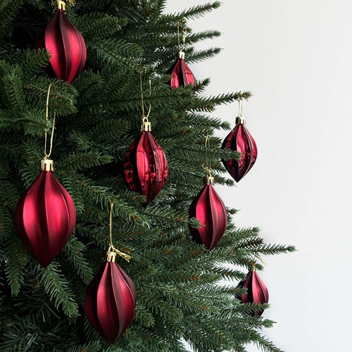 CARONIA Crimson Sculpt Drop Ornament Set by Masons Home Decor - Christmas Tree Singapore