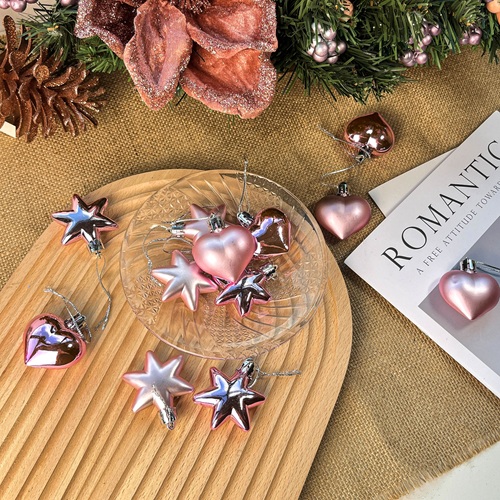 STELLEUR Heart & Star Ornament Set - Pink by Masons Home Decor - Christmas Tree Singapore
