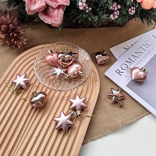 STELLEUR Heart & Star Ornament Set - Rose Gold by Masons Home Decor - Christmas Tree Singapore