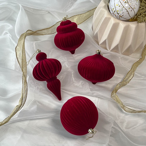 VELEZE Suede Bauble Set - Red by Masons Home Decor - Christmas Tree Singapore