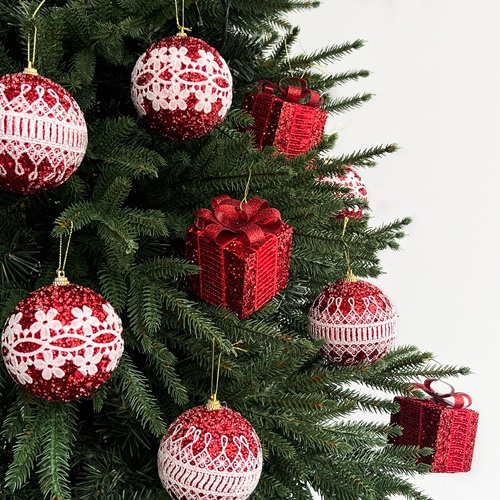 NIVERA Winter Bauble Set - Red by Masons Home Decor - Christmas Tree Singapore