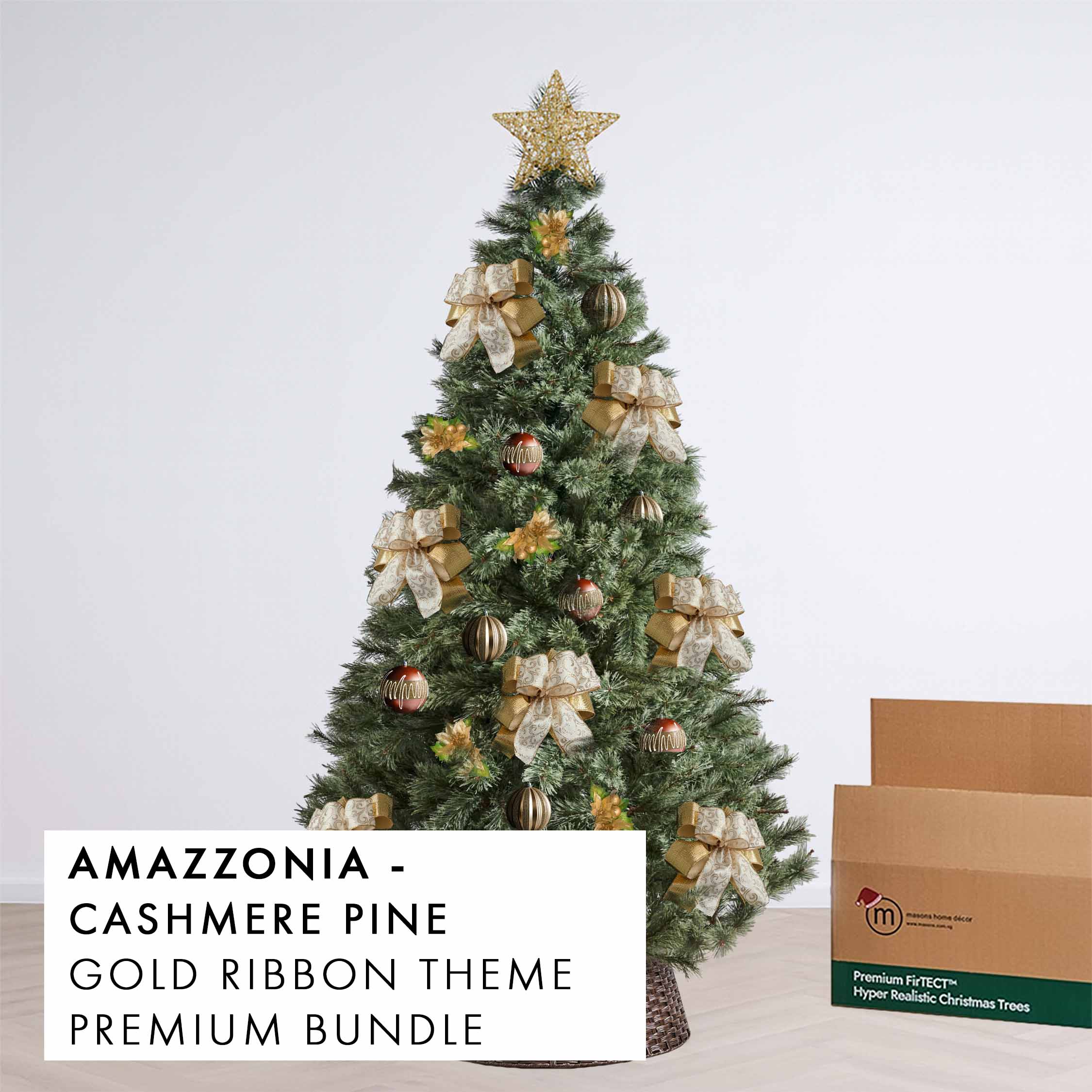 Gold Ribbon Christmas Tree Premium Bundle Amazzonia by Masons Home Decor