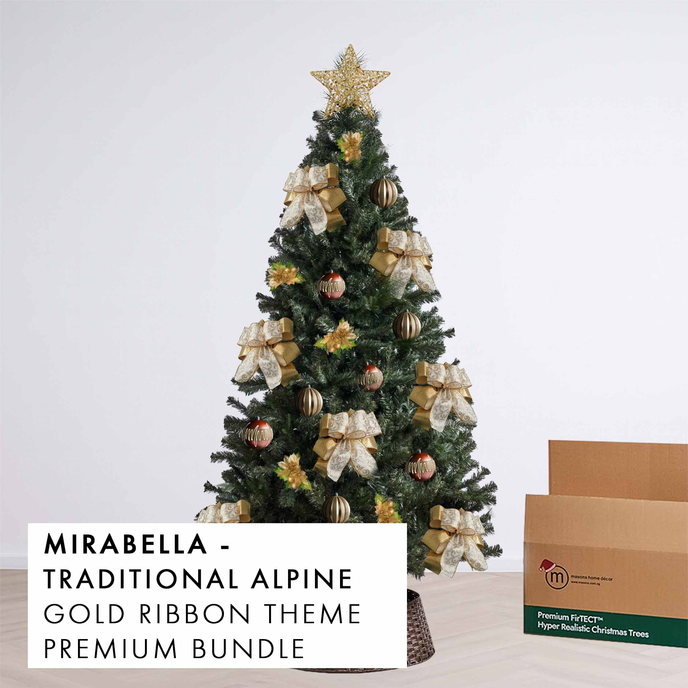 Gold Ribbon Christmas Tree Premium Bundle Mirabella by Masons Home Decor