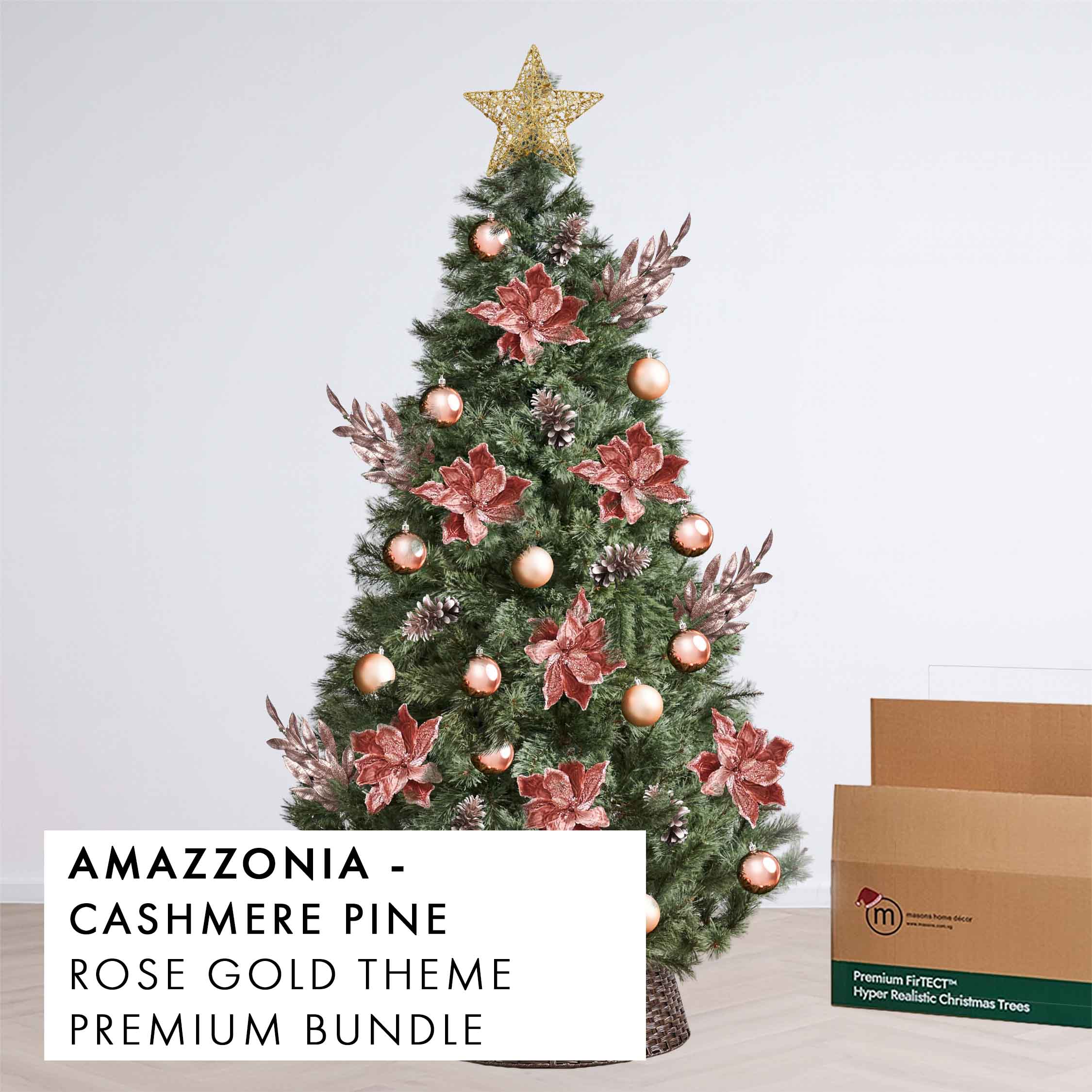 Rose Gold Theme Christmas Tree Premium Bundle Amazzonia by Masons Home Decor - Christmas Tree Singapore