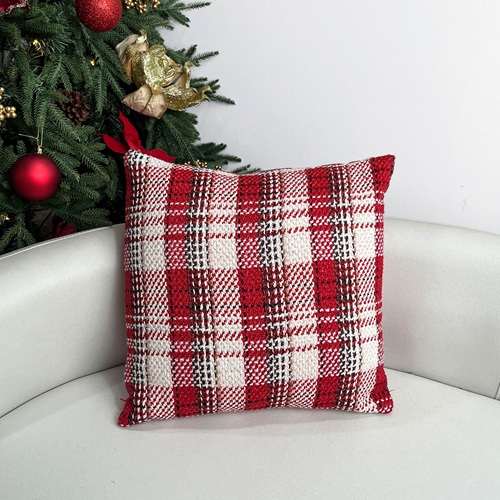 WESBROOK Woven Plaid Pillow - Red-Medium by Masons Home Decor - Christmas Tree Singapore