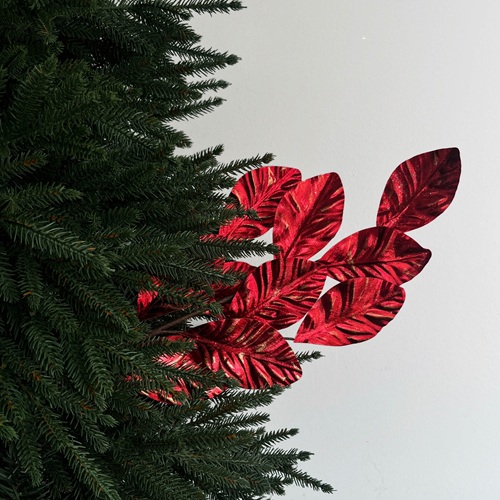 SCARLA Red Metallic Leaf Spray Christmas Ornament by Masons Home Decor - Christmas Tree Singapore