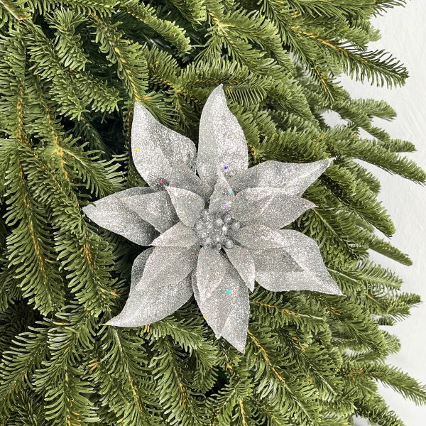 Celestia Poinsettia - Silver Christmas Ornament by Masons Home Decor - Christmas Tree Singapore