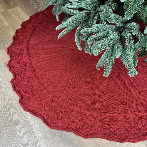 WOVENWYN Cable-Knit Tree Skirt - Red by Masons Home Decor - Christmas Tree Singapore
