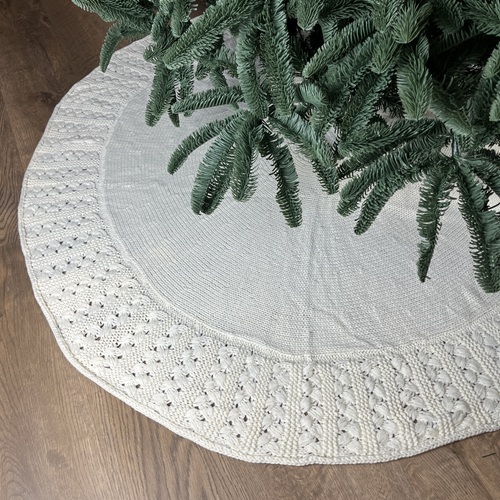 RODENNE Patterned Border Tree Skirt - White by Masons Home Decor - Christmas Tree Singapore