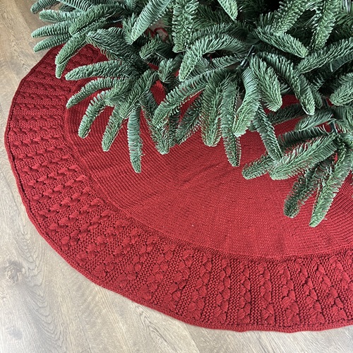 RODENNE Patterned Border Tree Skirt - Red by Masons Home Decor - Christmas Tree Singapore