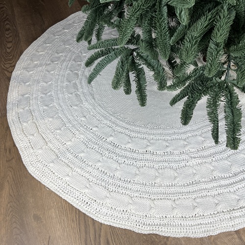 KNUTRA Buttoned Knit Tree Skirt - White by Masons Home Decor - Christmas Tree Singapore
