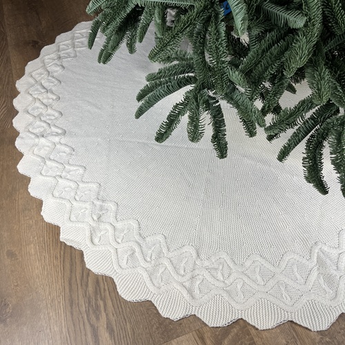 BRYNVIK Braided Cable Tree Skirt - White by Masons Home Decor - Christmas Tree Singapore