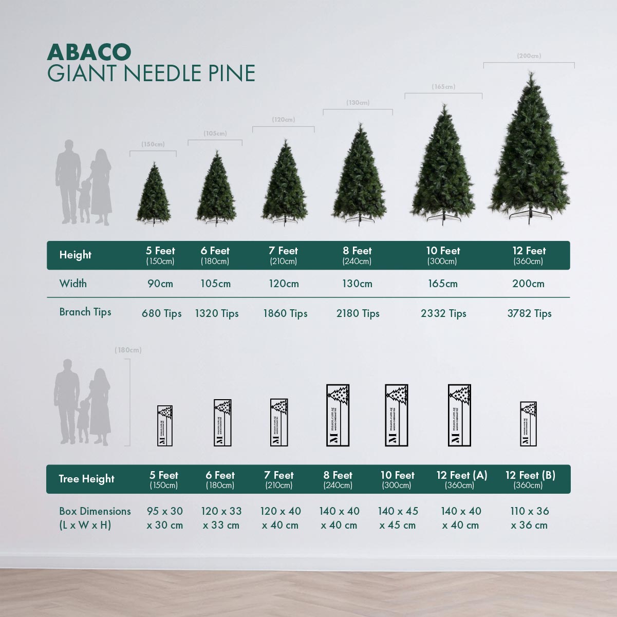 Tree Height and Packaging Comparison Table for the Abaco Giant Needle Tree