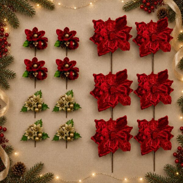 Classic Red & Gold Tree Pick and Spray Pack