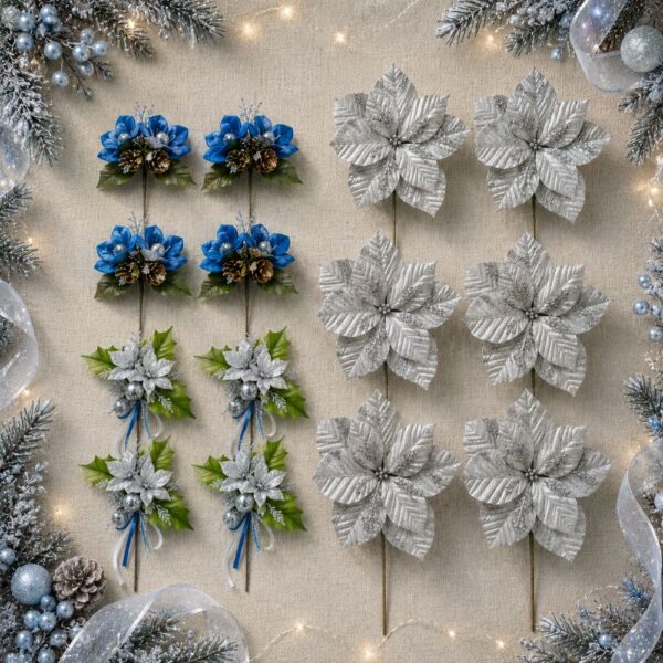 Timeless Blue & Silver Tree Pick and Spray Pack