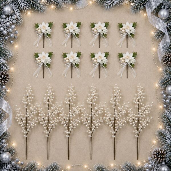 White Christmas Tree Pick and Spray Pack