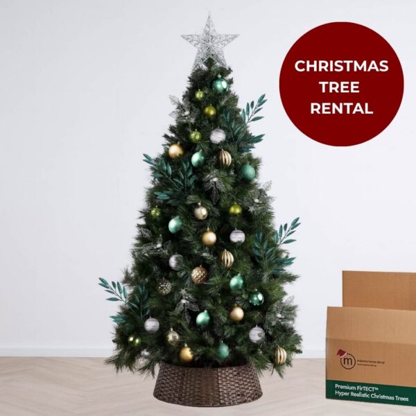 Christmas Tree Rental - Green and Silver Evergreen Premium Bundle