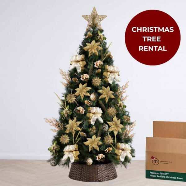 Christmas Tree Rental - 8 ft Gold Premium Bundle